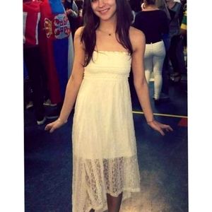 Elegant Fairy Strapless Cream/Beige Lace Dress